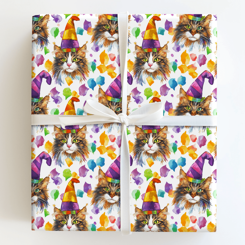 Mardi Gras Maine Coon - Wrapping Paper - Aspen & Arlo