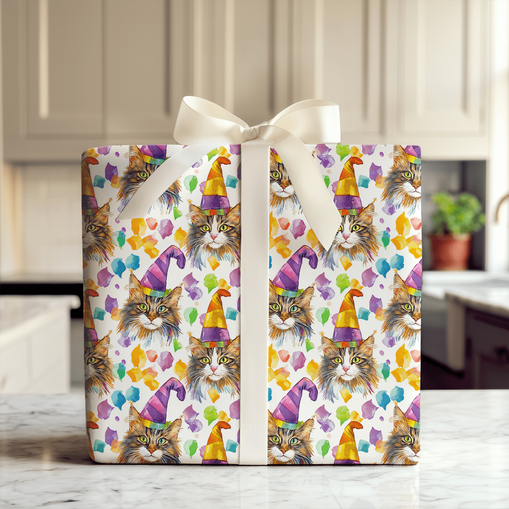 Mardi Gras Maine Coon - Wrapping Paper - Aspen & Arlo
