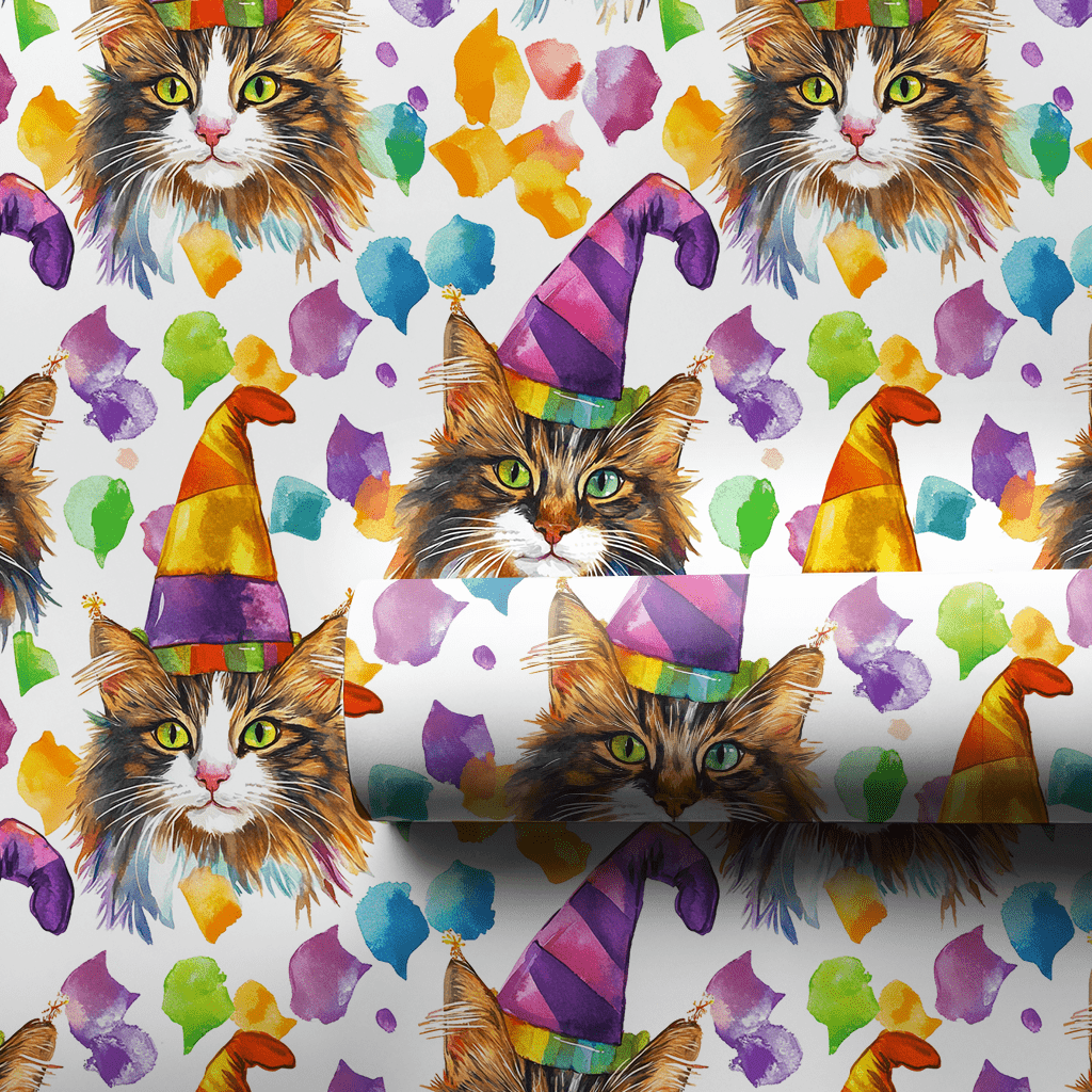 Mardi Gras Maine Coon - Wrapping Paper - Aspen & Arlo