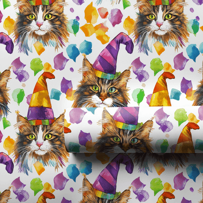 Mardi Gras Maine Coon - Wrapping Paper - Aspen & Arlo