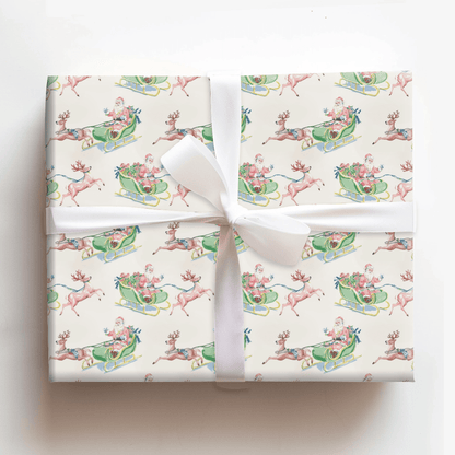 Pink Cloud Santa - Wrapping Paper - Aspen & Arlo