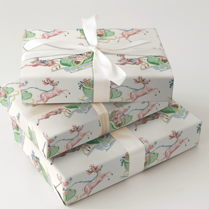 Pink Cloud Santa - Wrapping Paper - Aspen & Arlo