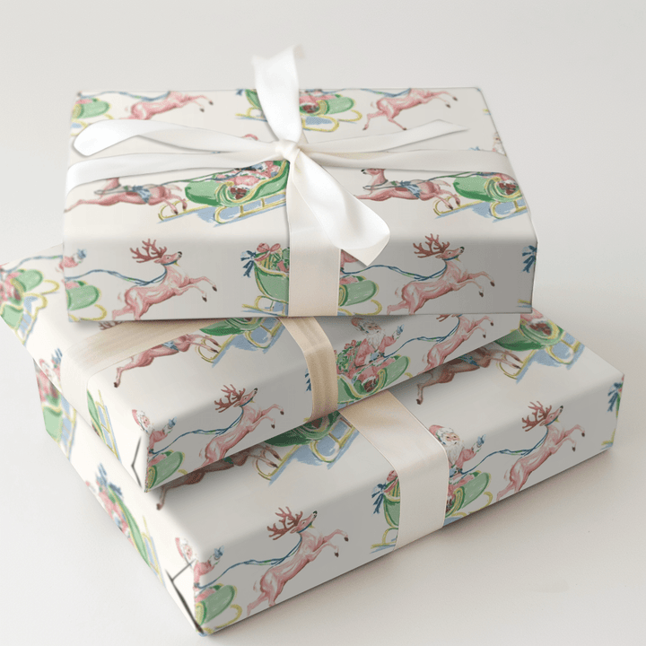 Pink Cloud Santa - Wrapping Paper - Aspen & Arlo