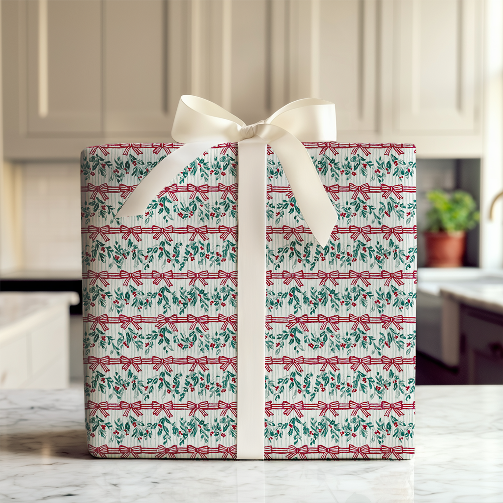 Ribbon and Mistletoe Stripe