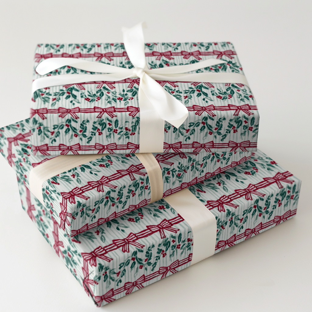 Ribbon and Mistletoe Stripe