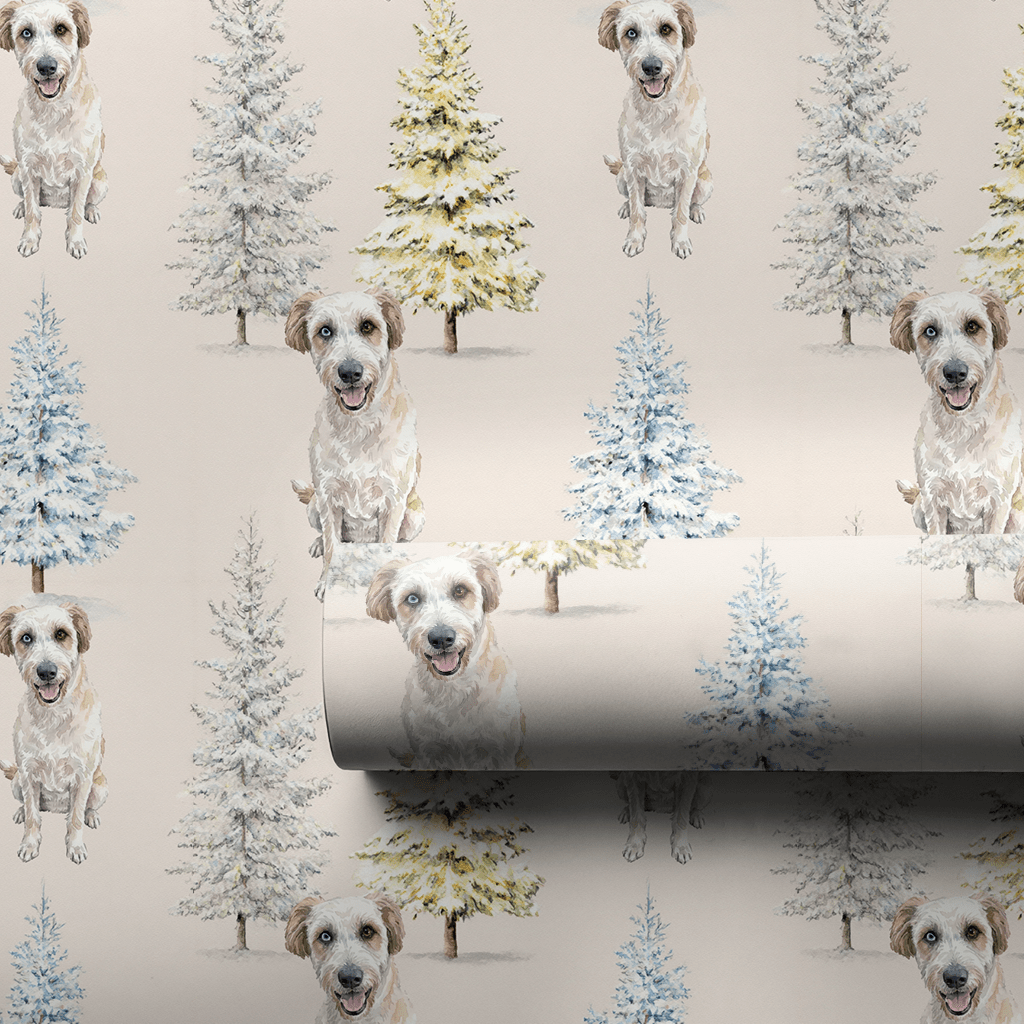 White Goldendoodle in the Trees - Wrapping Paper - Aspen & Arlo