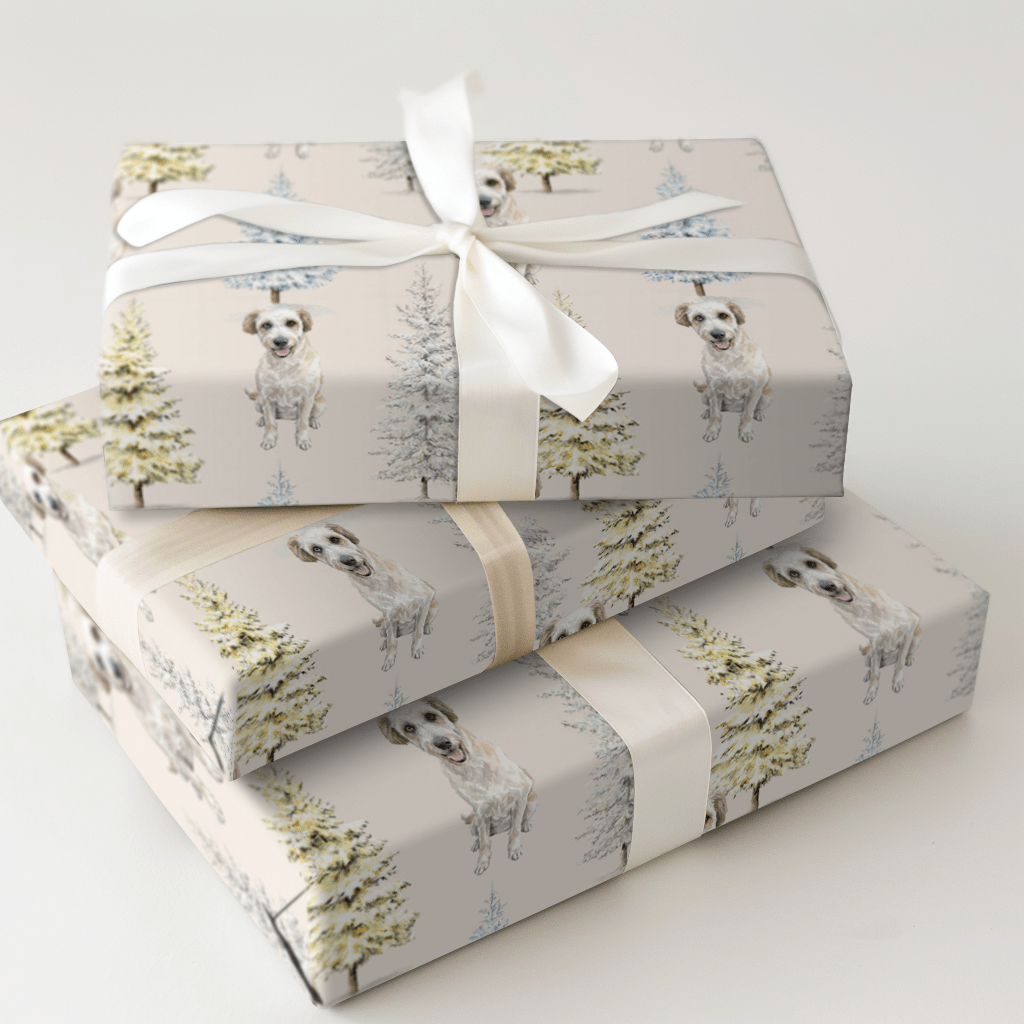 White Goldendoodle in the Trees - Wrapping Paper - Aspen & Arlo