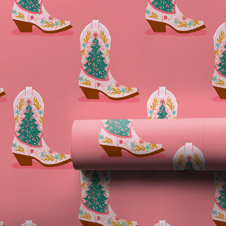 Cowgirl Christmas Kick - Wrapping Paper - Aspen & Arlo