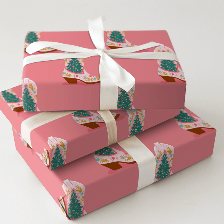 Cowgirl Christmas Kick - Wrapping Paper - Aspen & Arlo