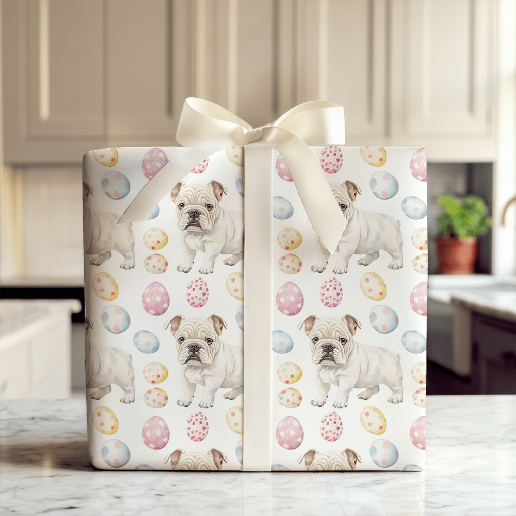 Easter Eggs with the Bulldog - Wrapping Paper - Aspen & Arlo
