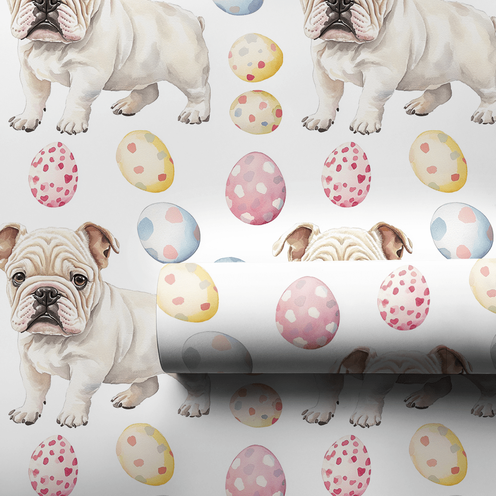 Easter Eggs with the Bulldog - Wrapping Paper - Aspen & Arlo