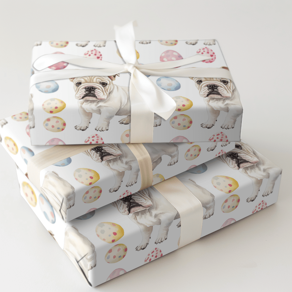Easter Eggs with the Bulldog - Wrapping Paper - Aspen & Arlo