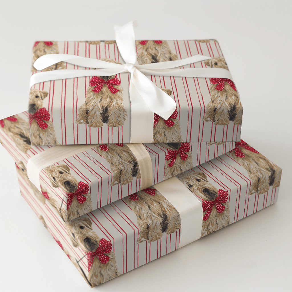 Wheaten Holiday Stripes - Wrapping Paper - Aspen & Arlo