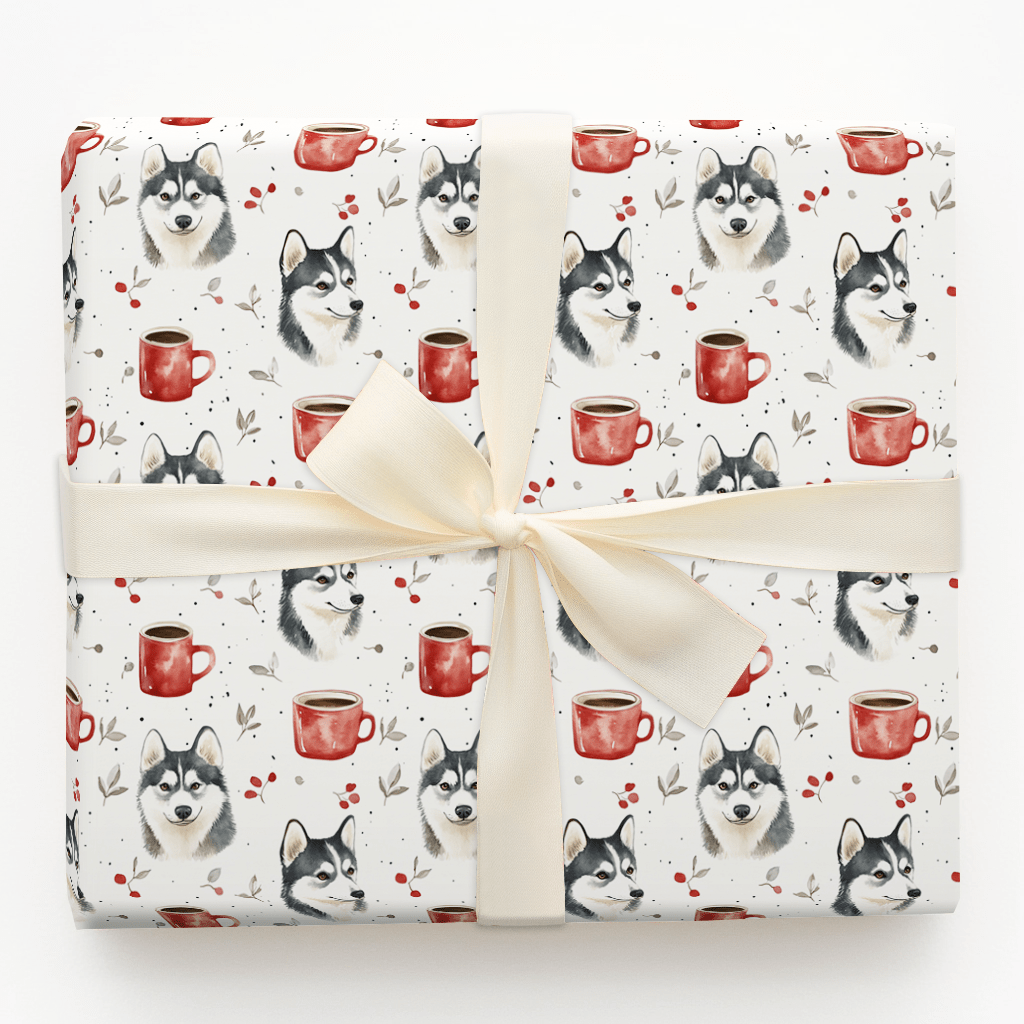 Coffee Day with the Husky - Wrapping Paper - Aspen & Arlo