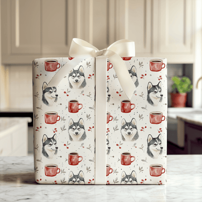 Coffee Day with the Husky - Wrapping Paper - Aspen & Arlo
