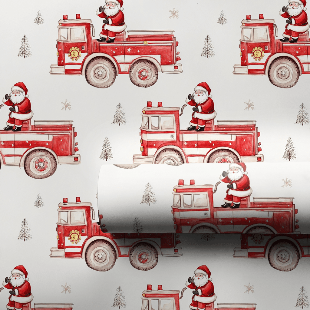 Firefighter Claus - Wrapping Paper - Aspen & Arlo