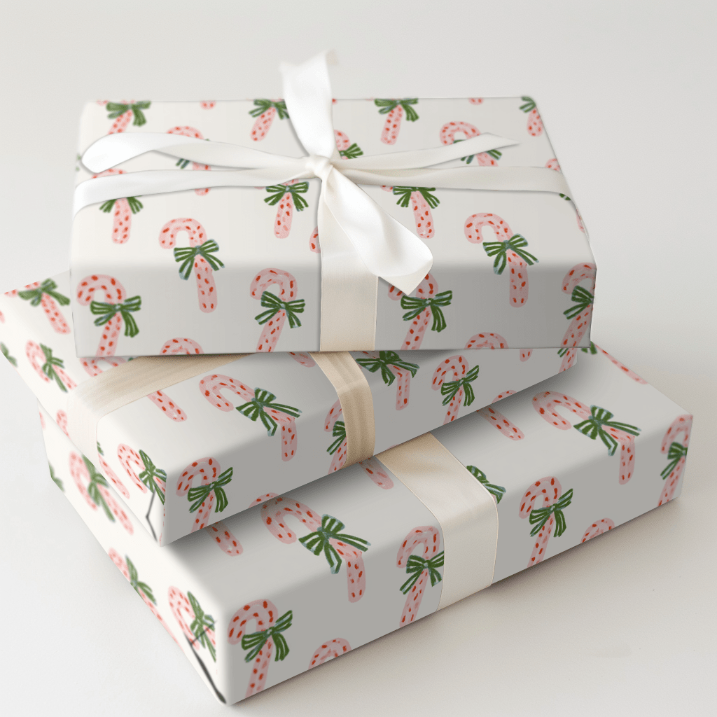 Candy Cane Bows - Wrapping Paper - Aspen & Arlo