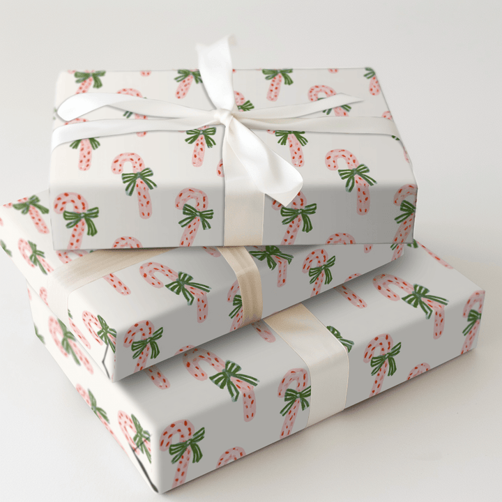 Candy Cane Bows - Wrapping Paper - Aspen & Arlo