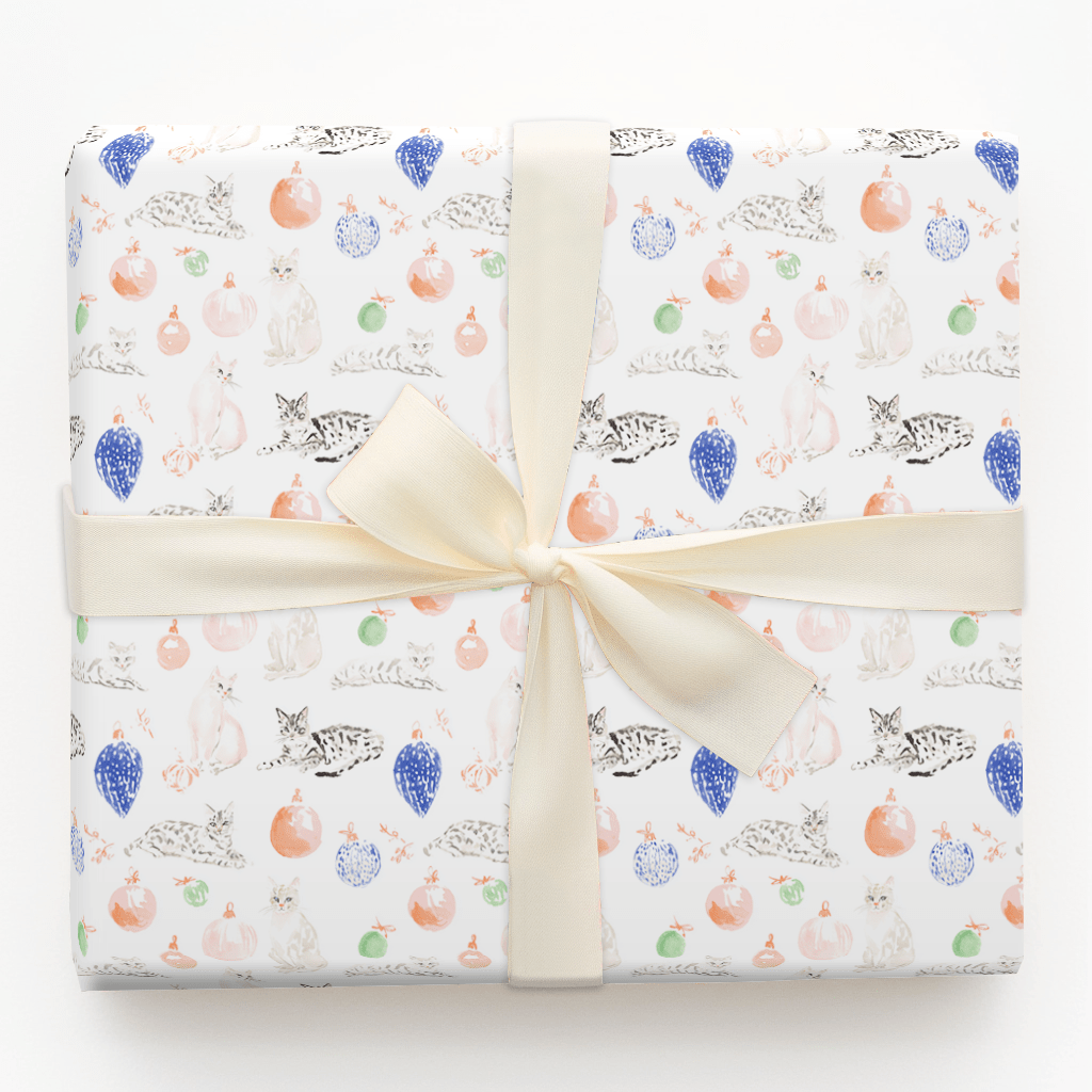 Ornaments and Cats - Wrapping Paper - Aspen & Arlo