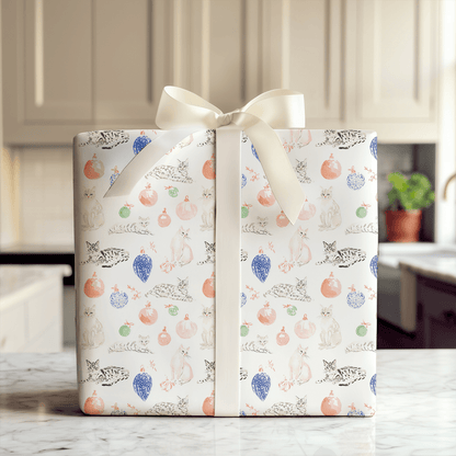Ornaments and Cats - Wrapping Paper - Aspen & Arlo