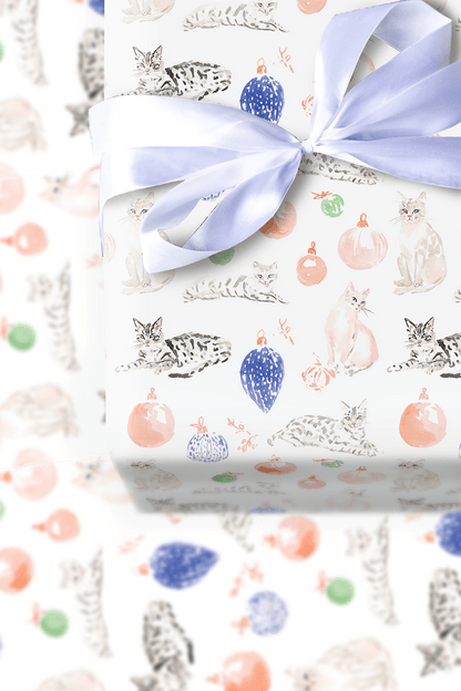 Ornaments and Cats - Wrapping Paper - Aspen & Arlo