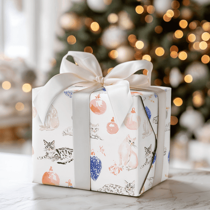 Ornaments and Cats - Wrapping Paper - Aspen & Arlo