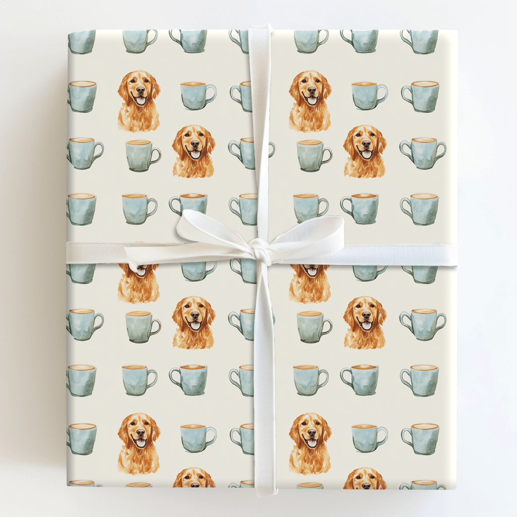 Coffee Day with the Golden Retriever - Wrapping Paper - Aspen & Arlo