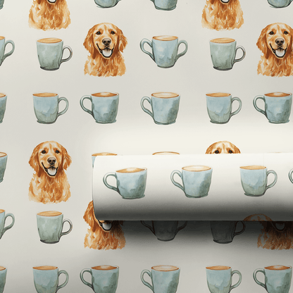 Coffee Day with the Golden Retriever - Wrapping Paper - Aspen & Arlo