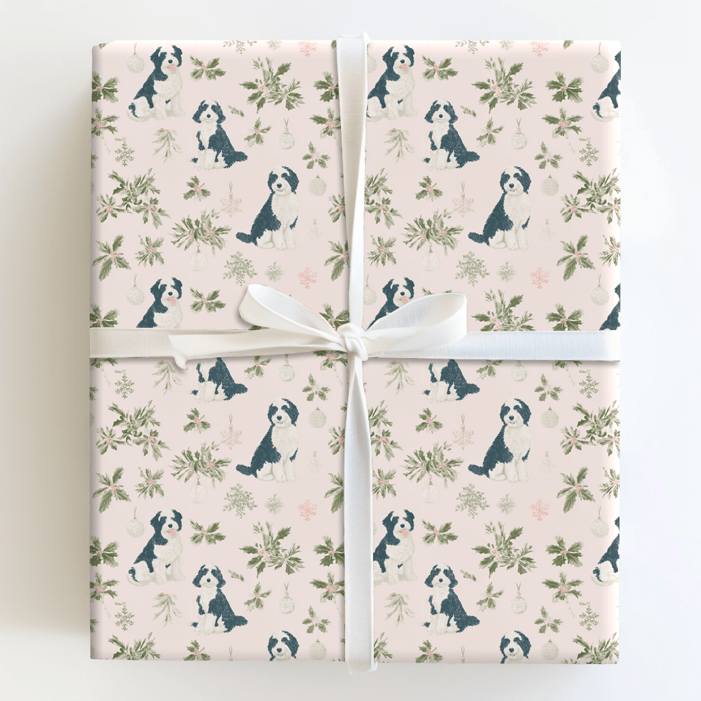 Pink Bernadoodle Christmas - Wrapping Paper - Aspen & Arlo
