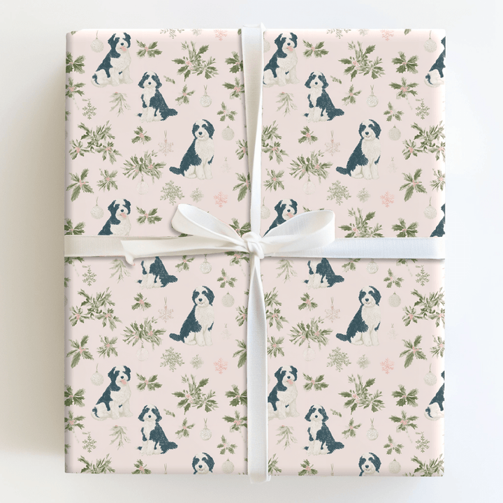 Pink Bernadoodle Christmas - Wrapping Paper - Aspen & Arlo