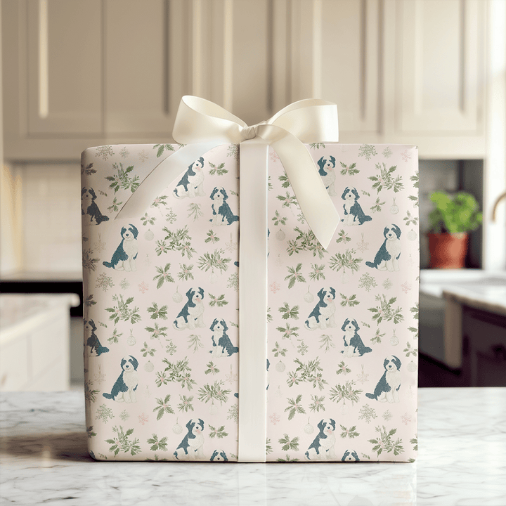Pink Bernadoodle Christmas - Wrapping Paper - Aspen & Arlo
