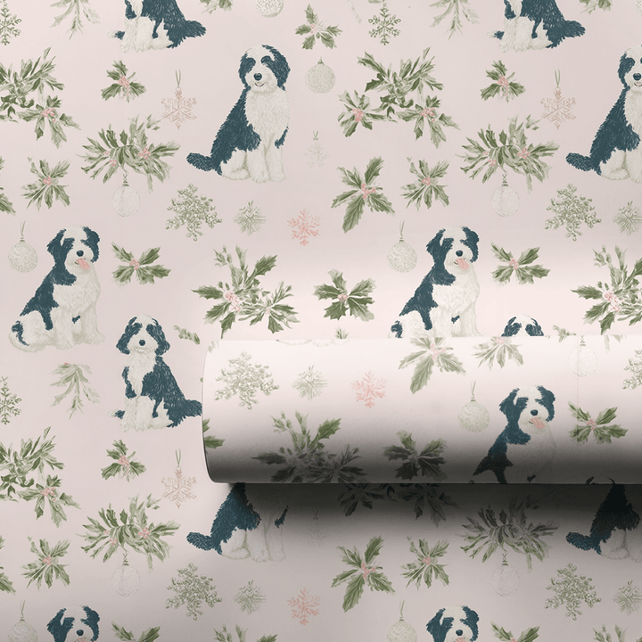 Pink Bernadoodle Christmas - Wrapping Paper - Aspen & Arlo