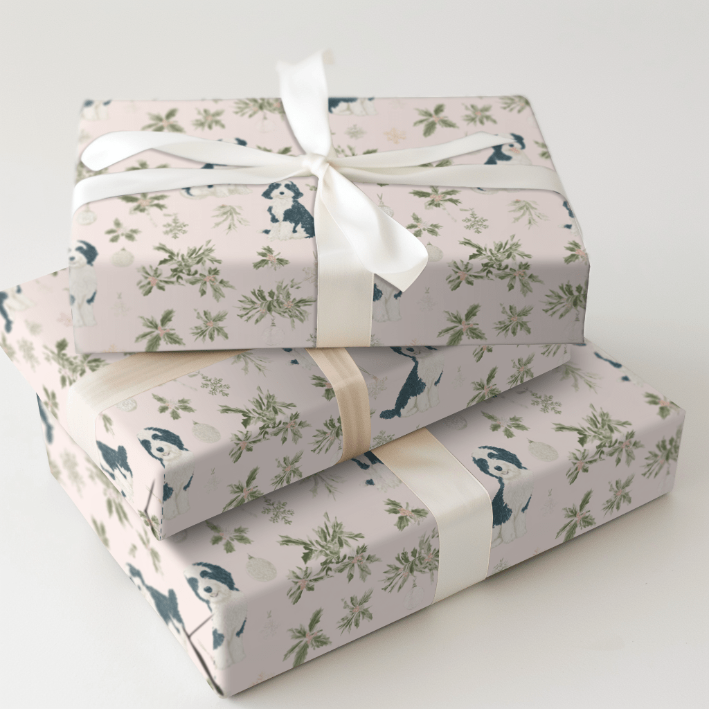 Pink Bernadoodle Christmas - Wrapping Paper - Aspen & Arlo