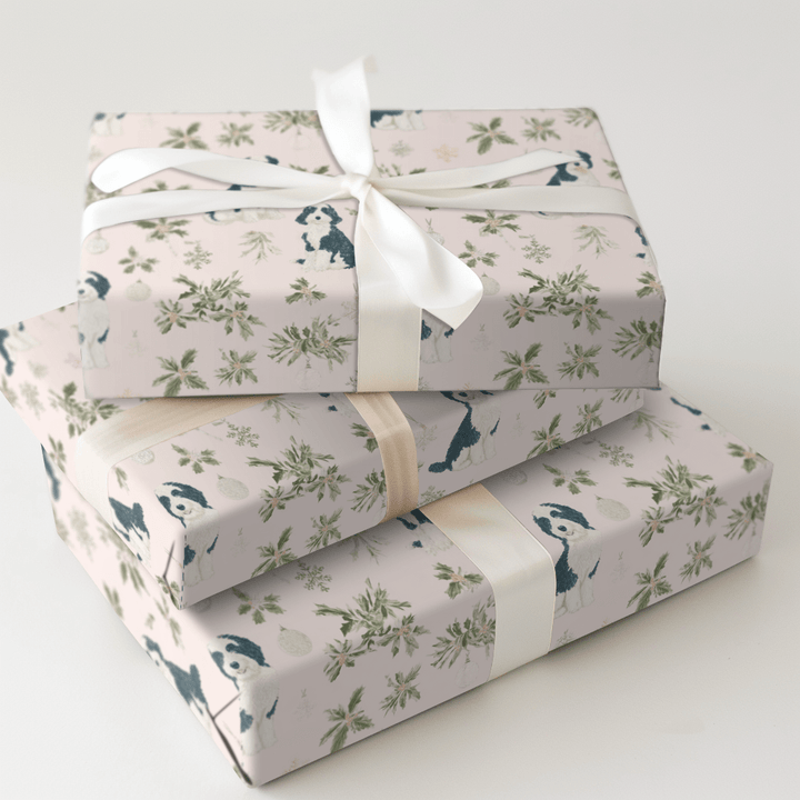 Pink Bernadoodle Christmas - Wrapping Paper - Aspen & Arlo