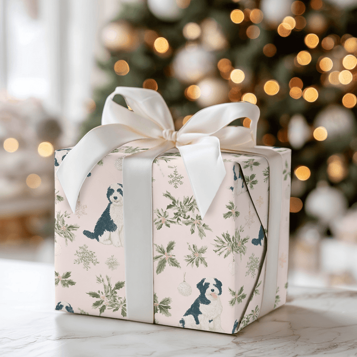 Pink Bernadoodle Christmas - Wrapping Paper - Aspen & Arlo