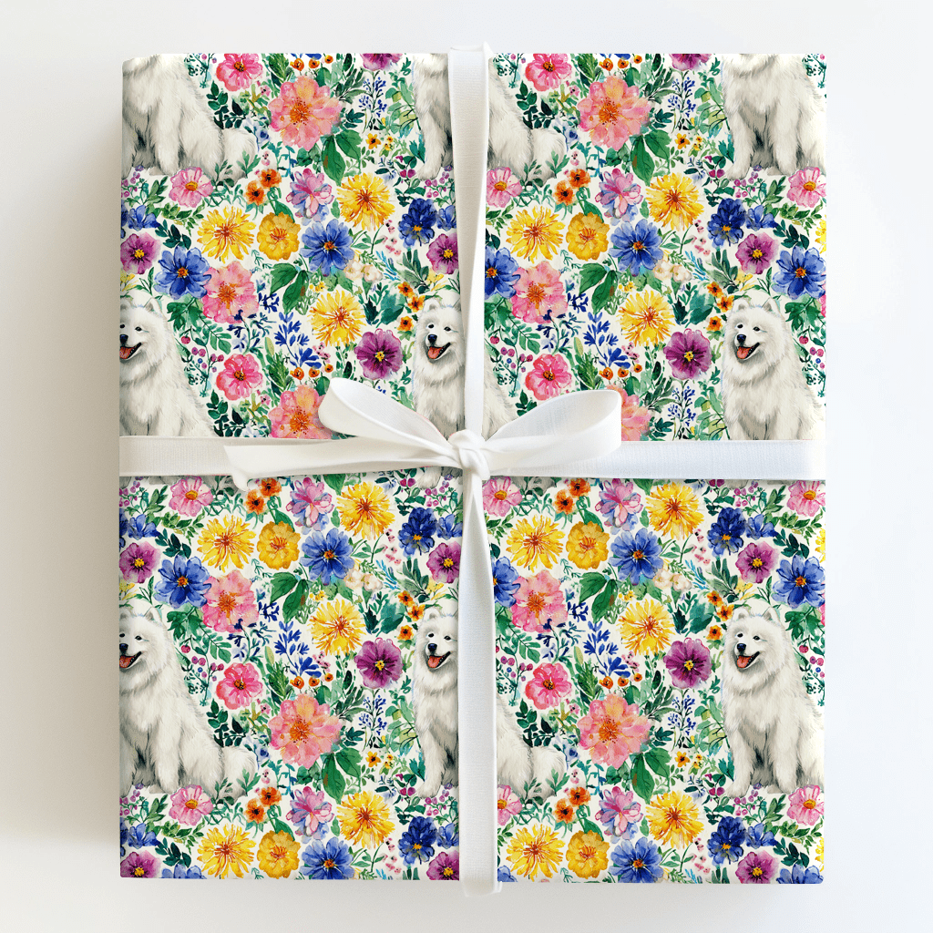 Garden Day with a Samoyed - Wrapping Paper - Aspen & Arlo