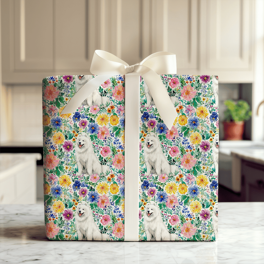 Garden Day with a Samoyed - Wrapping Paper - Aspen & Arlo