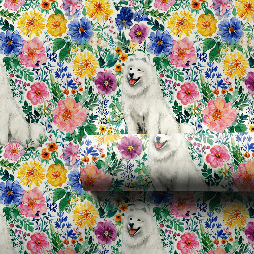 Garden Day with a Samoyed - Wrapping Paper - Aspen & Arlo