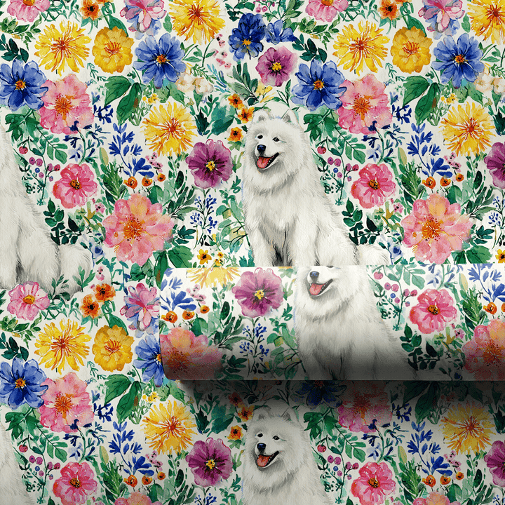 Garden Day with a Samoyed - Wrapping Paper - Aspen & Arlo