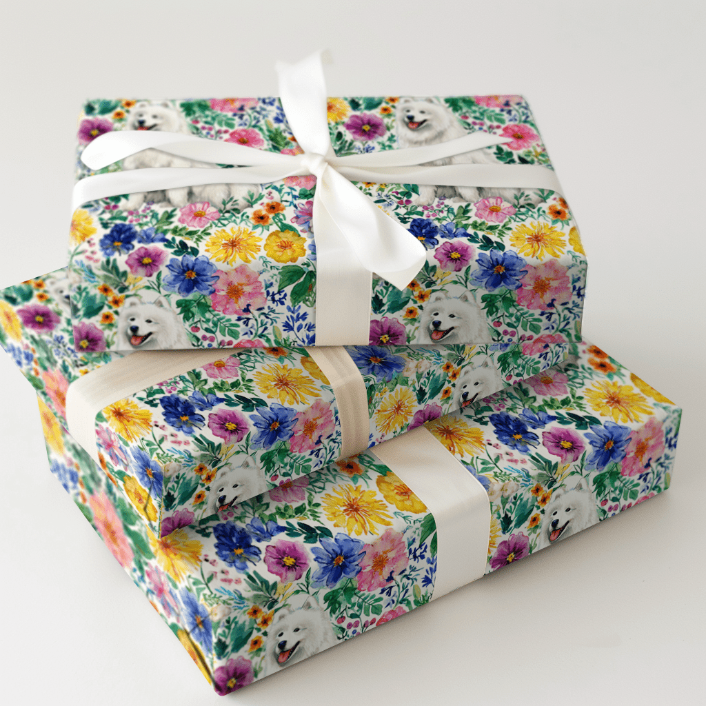 Garden Day with a Samoyed - Wrapping Paper - Aspen & Arlo