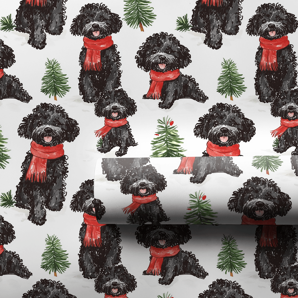 Snow Day for Black Poodles - Wrapping Paper - Aspen & Arlo