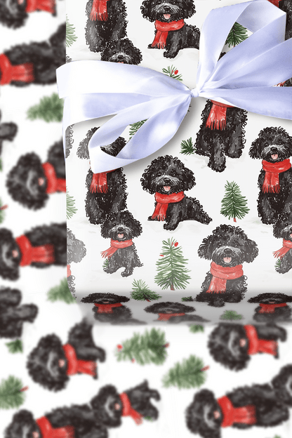 Snow Day for Black Poodles - Wrapping Paper - Aspen & Arlo