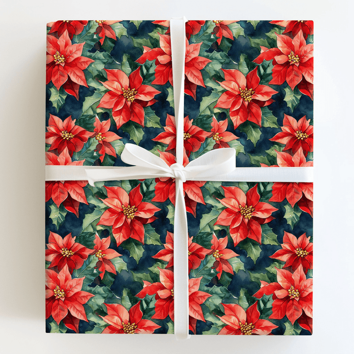 Frosty Red Flowers - Wrapping Paper - Aspen & Arlo
