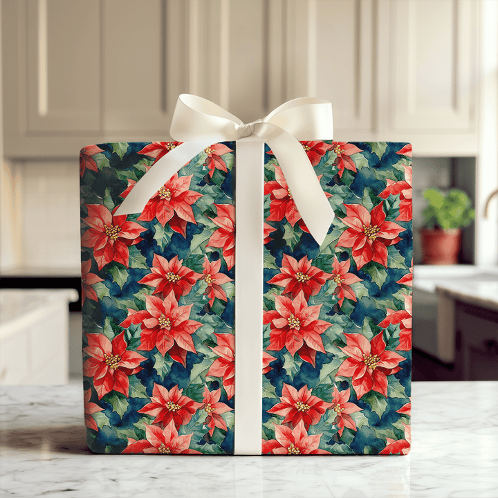 Frosty Red Flowers - Wrapping Paper - Aspen & Arlo