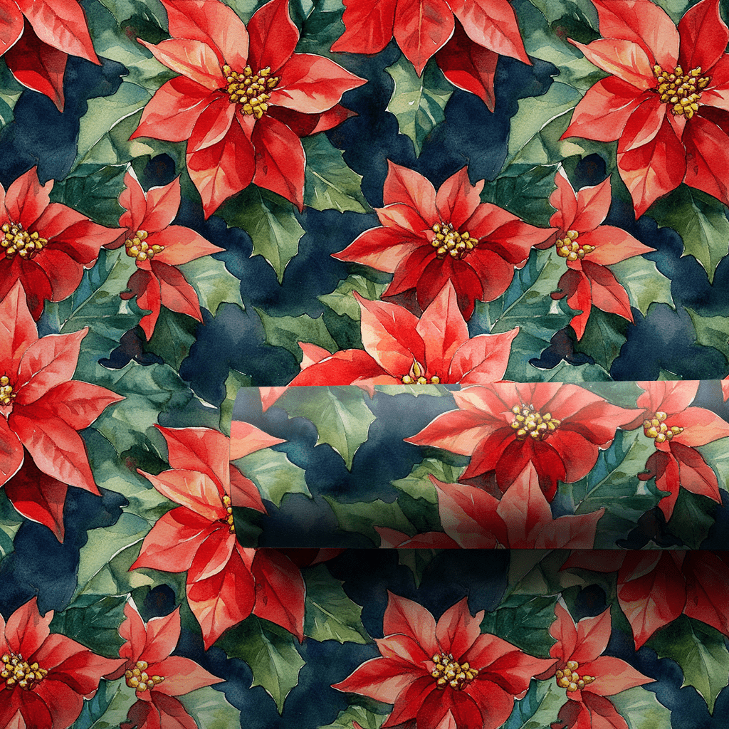 Frosty Red Flowers - Wrapping Paper - Aspen & Arlo