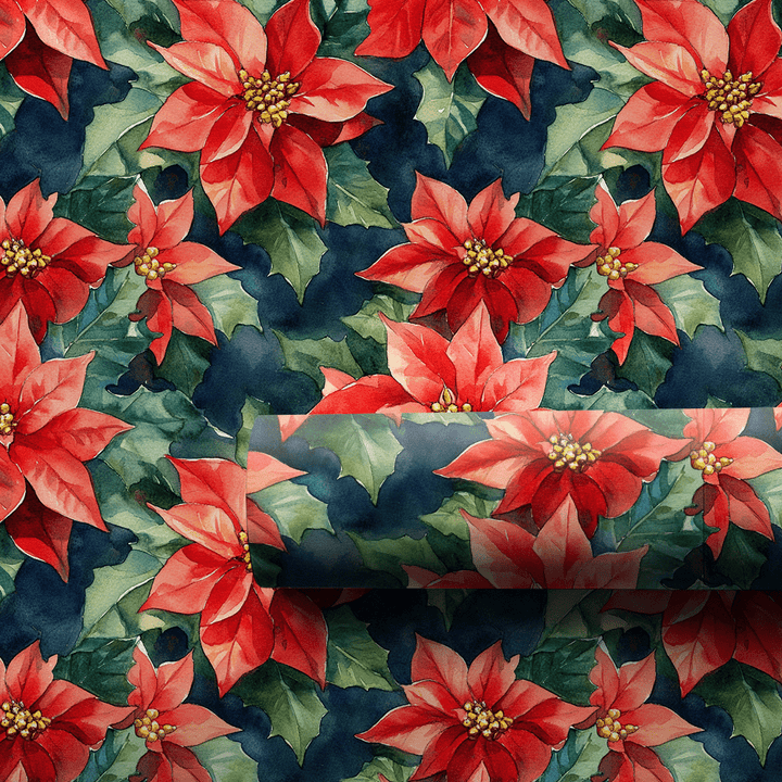 Frosty Red Flowers - Wrapping Paper - Aspen & Arlo
