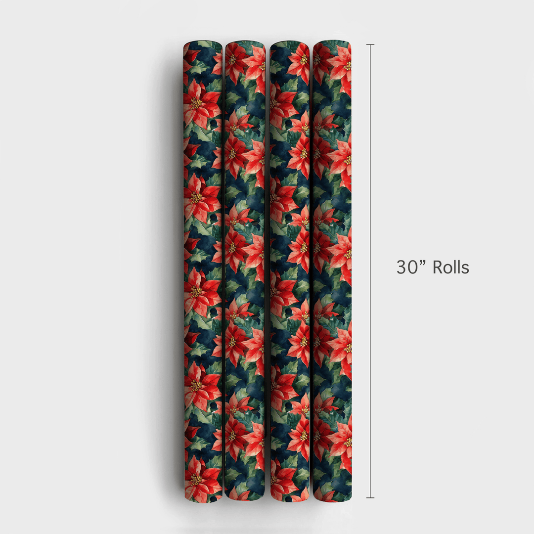 Frosty Red Flowers - Wrapping Paper - Aspen & Arlo