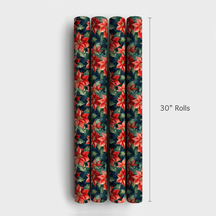Frosty Red Flowers - Wrapping Paper - Aspen & Arlo