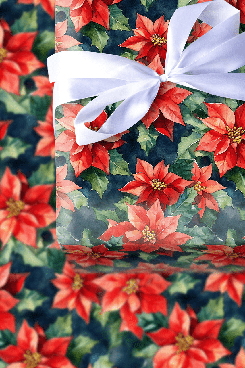 Frosty Red Flowers - Wrapping Paper - Aspen & Arlo