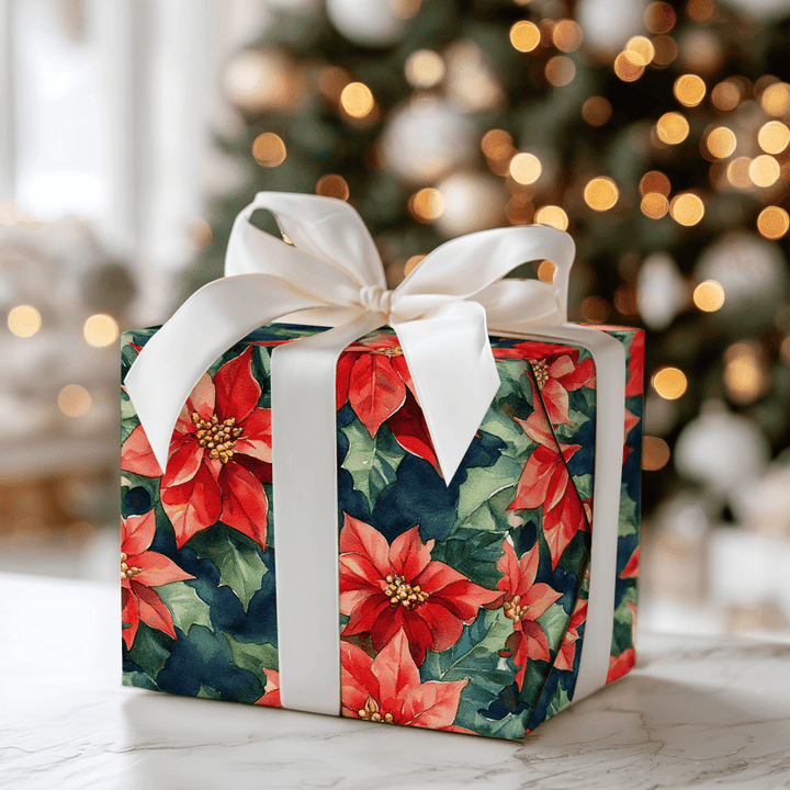Frosty Red Flowers - Wrapping Paper - Aspen & Arlo